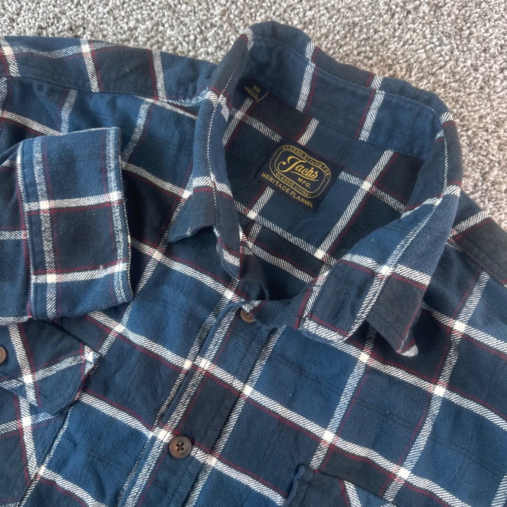 Jachs Heritage Flannel Shirt Men XXL Blue Plaid Cotton Lumberjack Outdoors Heavy